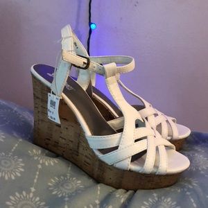 White sandal wedges